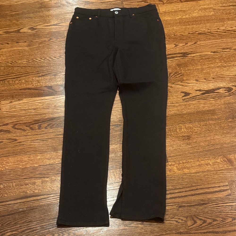 Re/Done High Rise Straight/Relaxed Leg Denim With Split Hem Size 31 Tall Black
